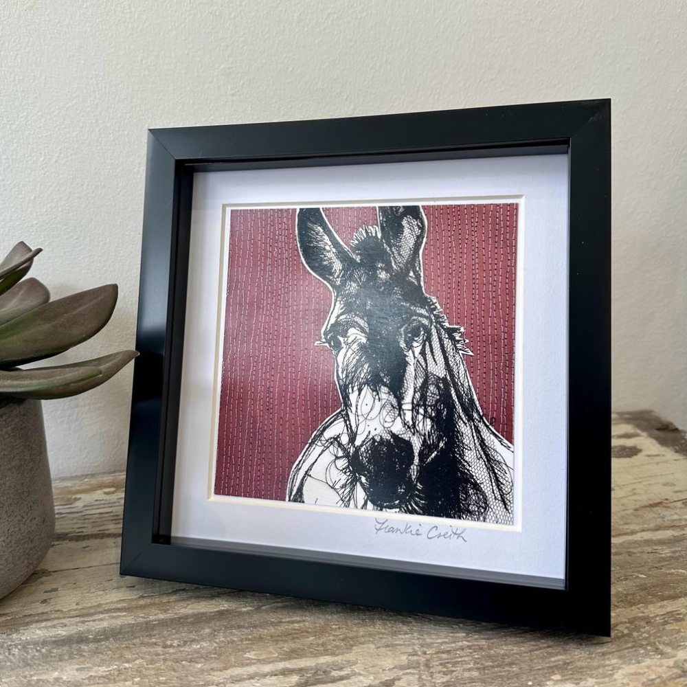 Farm Animals Donkey Box Framed Print (Large Black side view) 