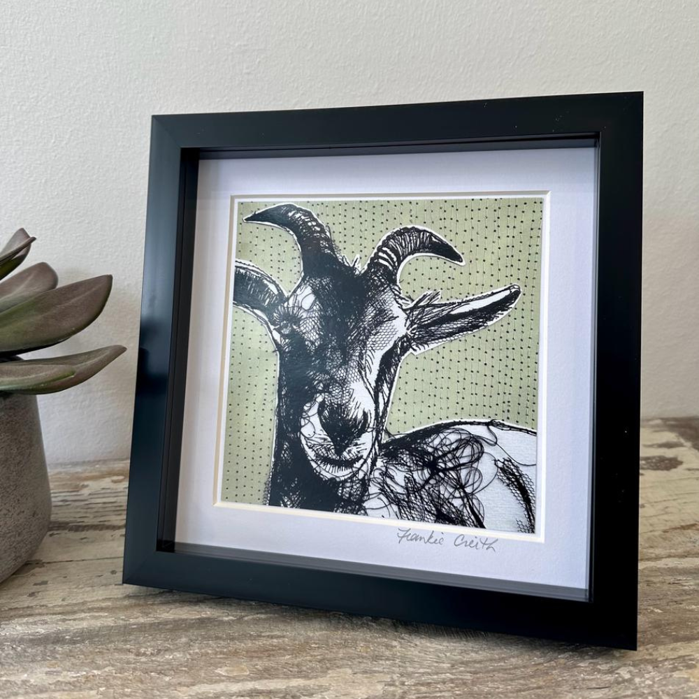 Farm Animals Goat Box Framed Print (Large Black side view)