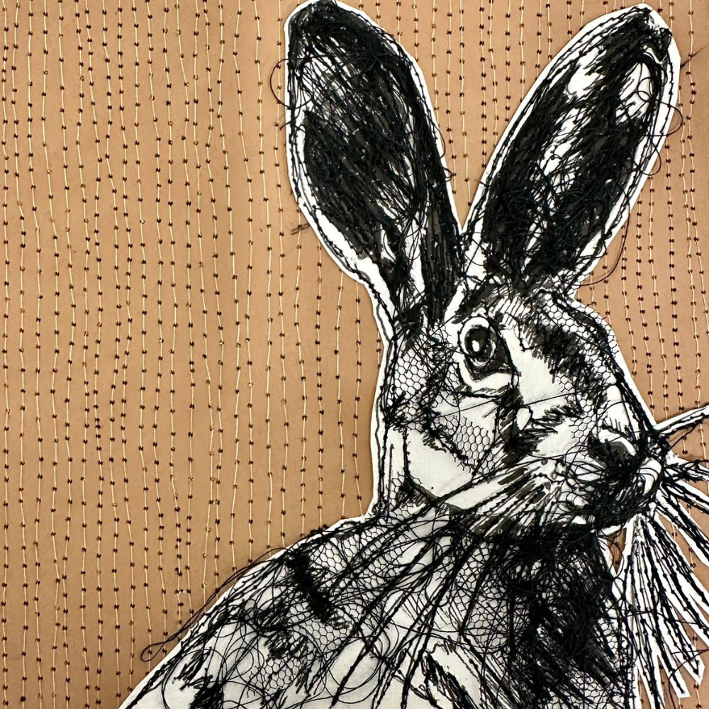 Farm Animals Rabbit Greeting Card by Frankie Creith close up