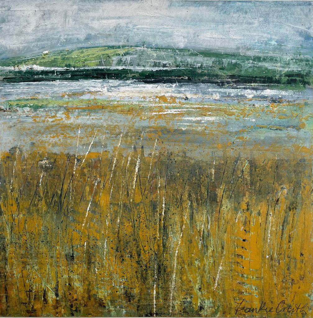 Wheat Field an original cold wax and oil painting