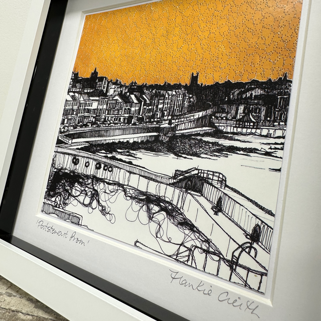 Stitched Portstewart Prom Box Framed Print detailed side view