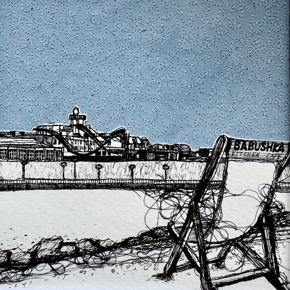 Barrys Portrush Stitched North Coast Giclee Print by Frankie Creith
