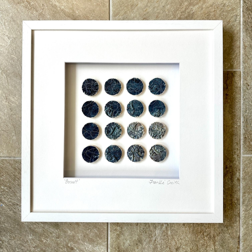 Basalt Coastal Patterns Original Mixed Media Artwork by Frankie Creith North Coast Portrush (Framed)