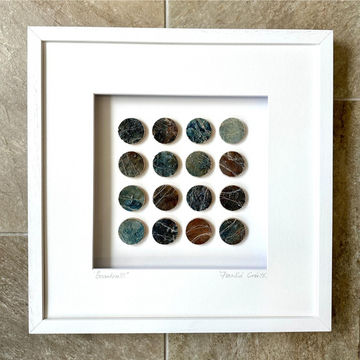 Boardwalk Coastal Patterns Original Mixed Media Artwork by Frankie Creith North Coast Portrush (Framed)