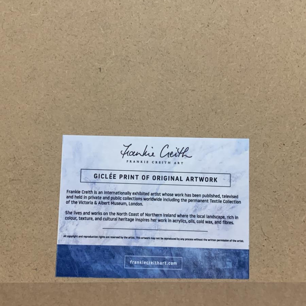 Castlerock Beach Square Giclee print by Frankie Creith Northern Ireland (Rear View).