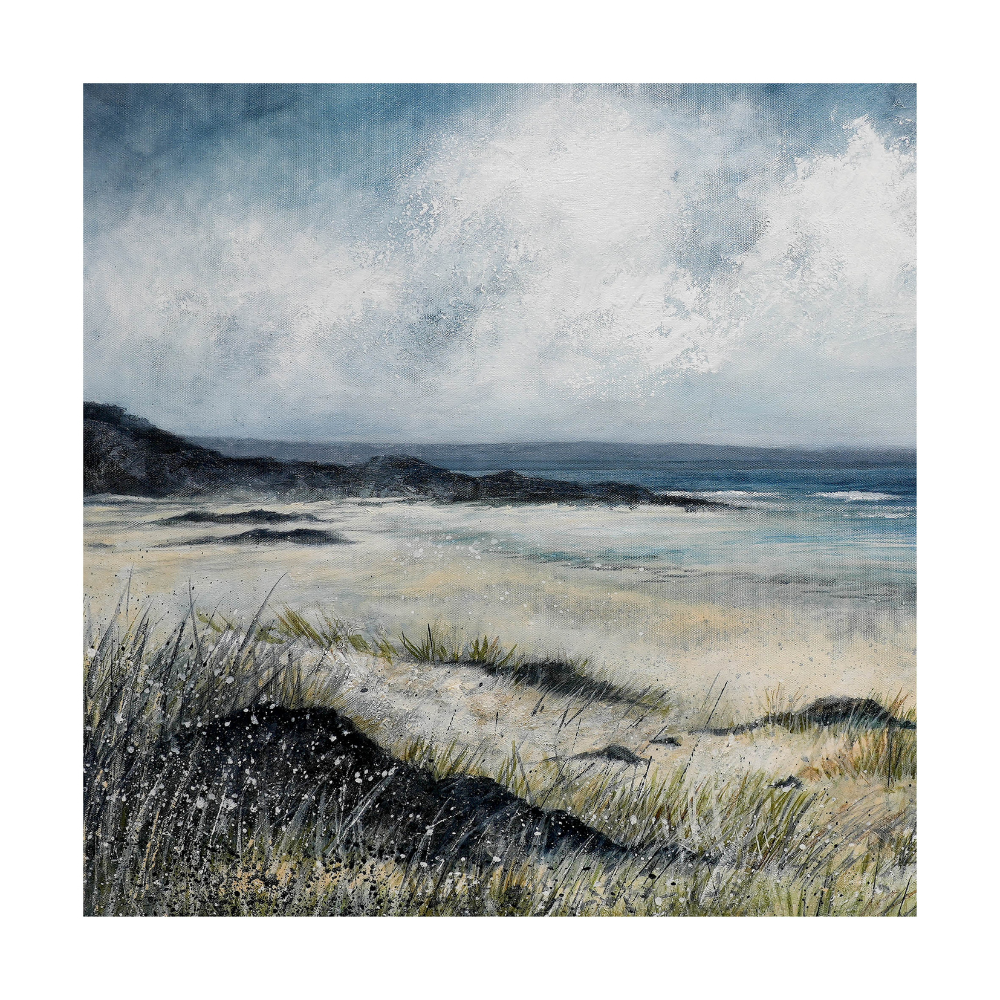 Castlerock Beach Square Giclee print by Frankie Creith Northern Ireland (White Border).