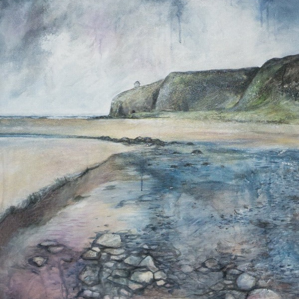 Downhill Beach Square Giclee Print by Frankie Creith. (Close Up)