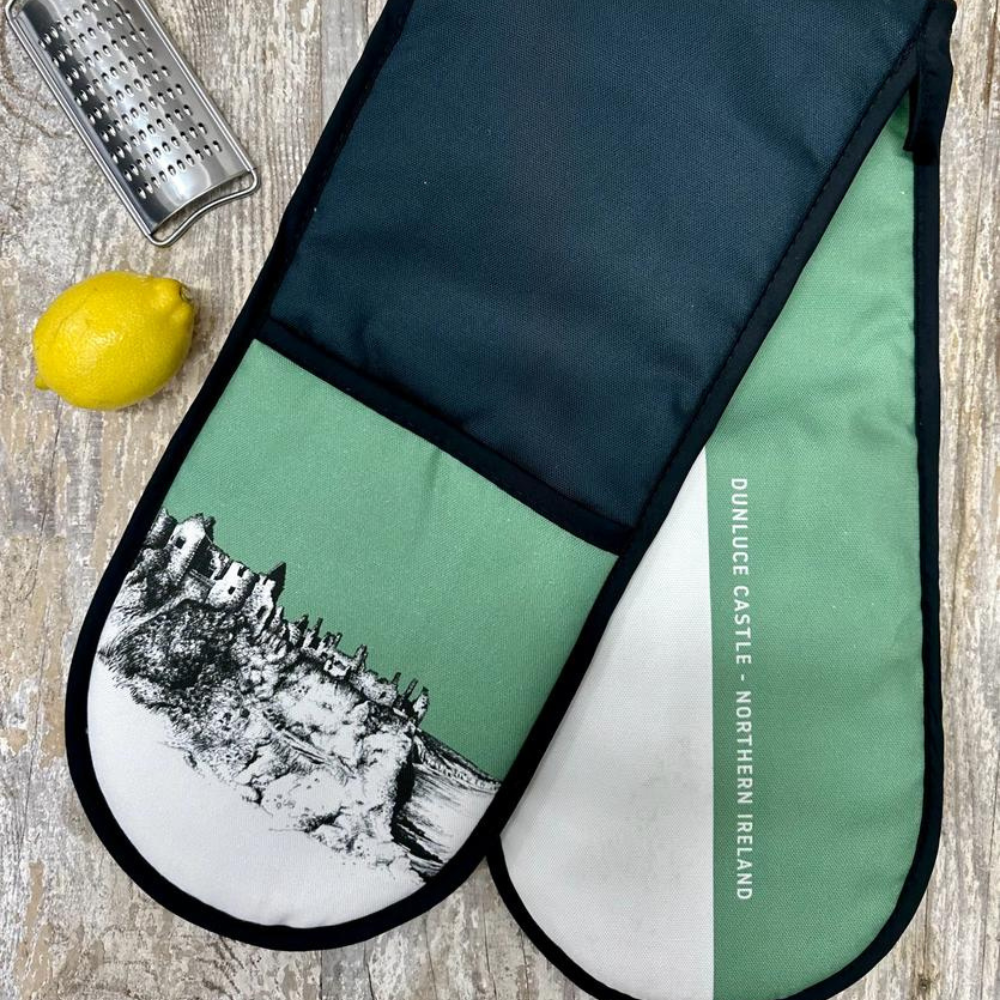 Dunluce Castle Oven Glove by Frankie Creith left view