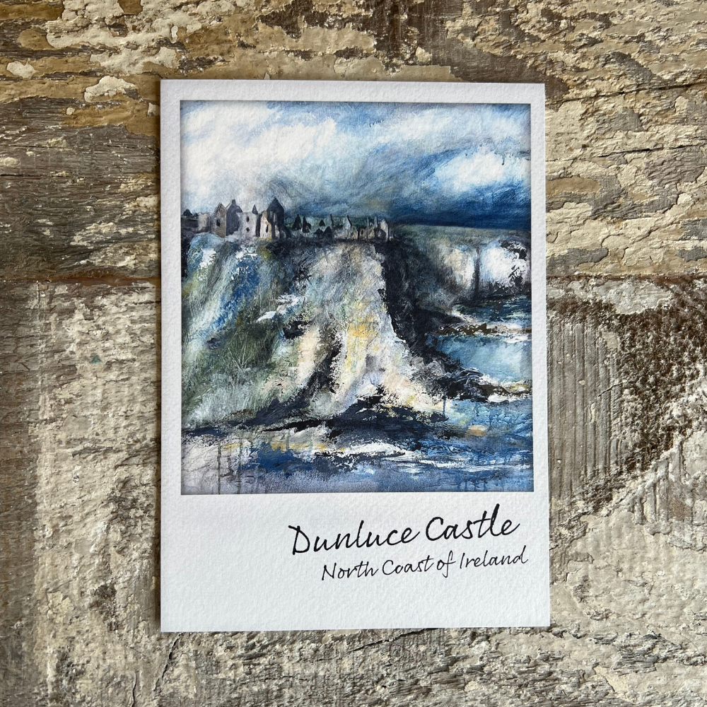 Dunluce Postcard, Dunluce castle Portrush Northern Ireland by Frankie Creith