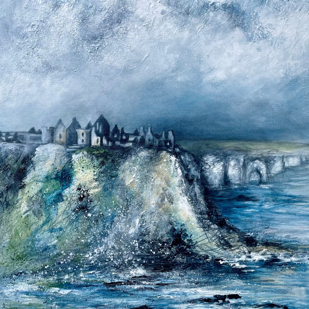 Dunluce Tea Towel by Frankie Creith Northern Ireland artwork