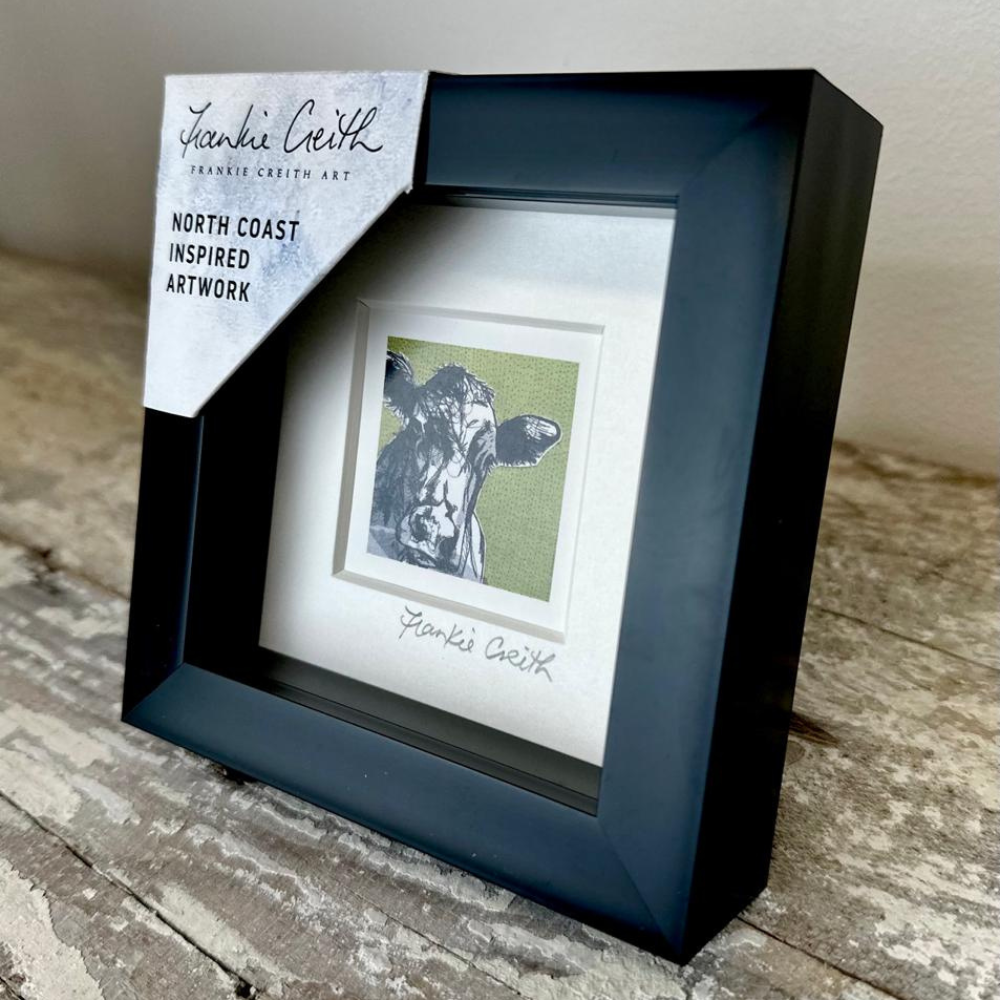 Farm Animals Cow Box Framed Print (Black side view)