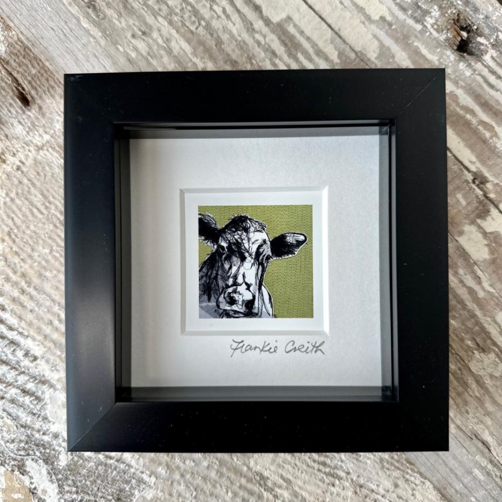 Farm Animals Cow Box Framed Print (Black)