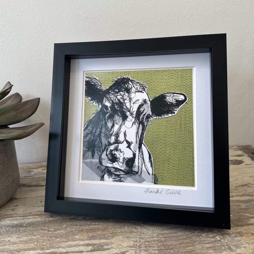 Farm Animals Cow Box Framed Print (Large Black side view)