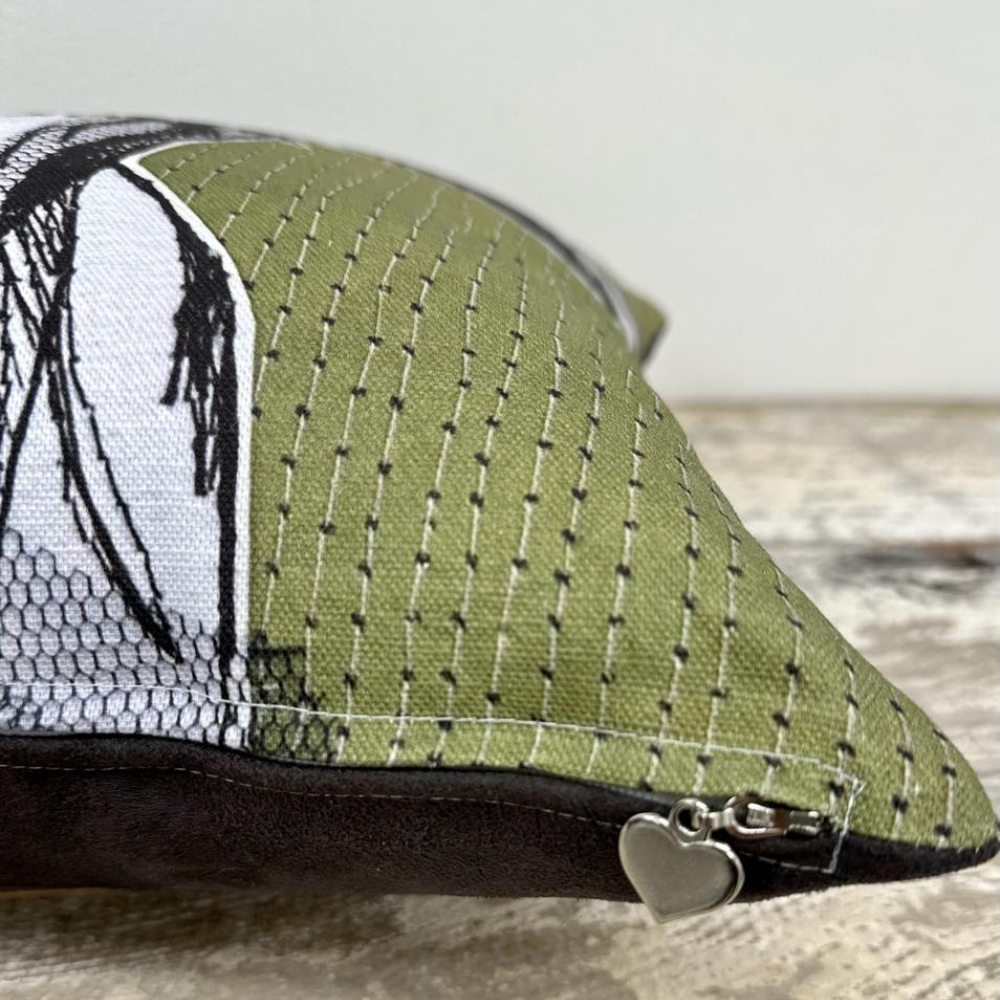 Farm Animals Cow Cushion by Frankie Creith Northern Ireland close up