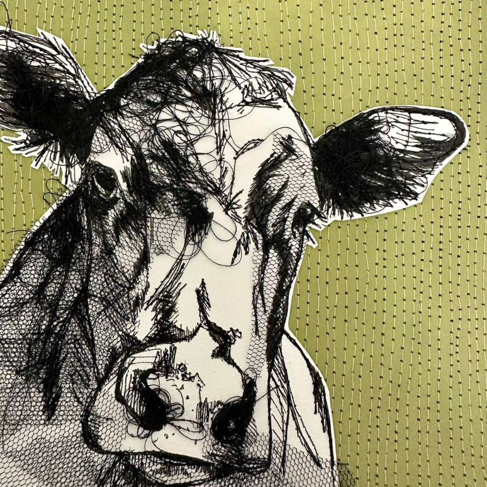 Farm Animals Cow Greeting Card by Frankie Creith close up