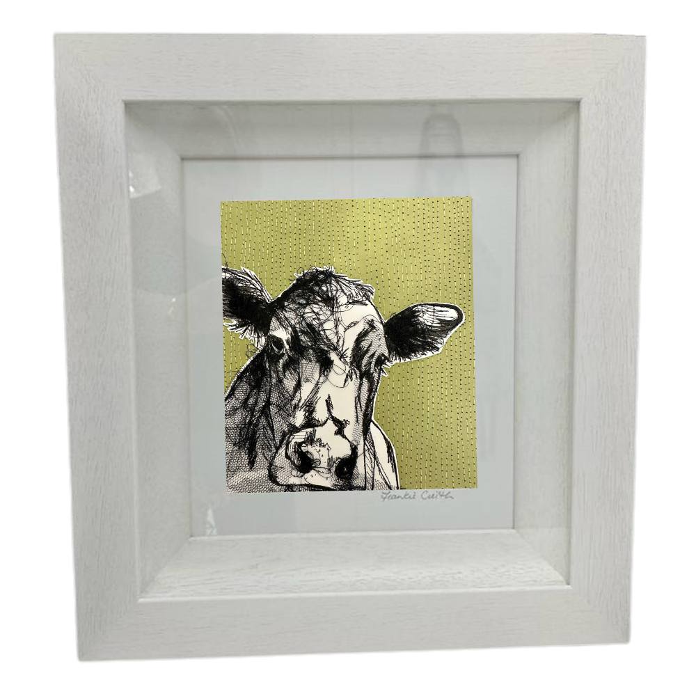 Farm Animals Cow Original Artwork by Frankie Creith Northern Ireland (Framed)