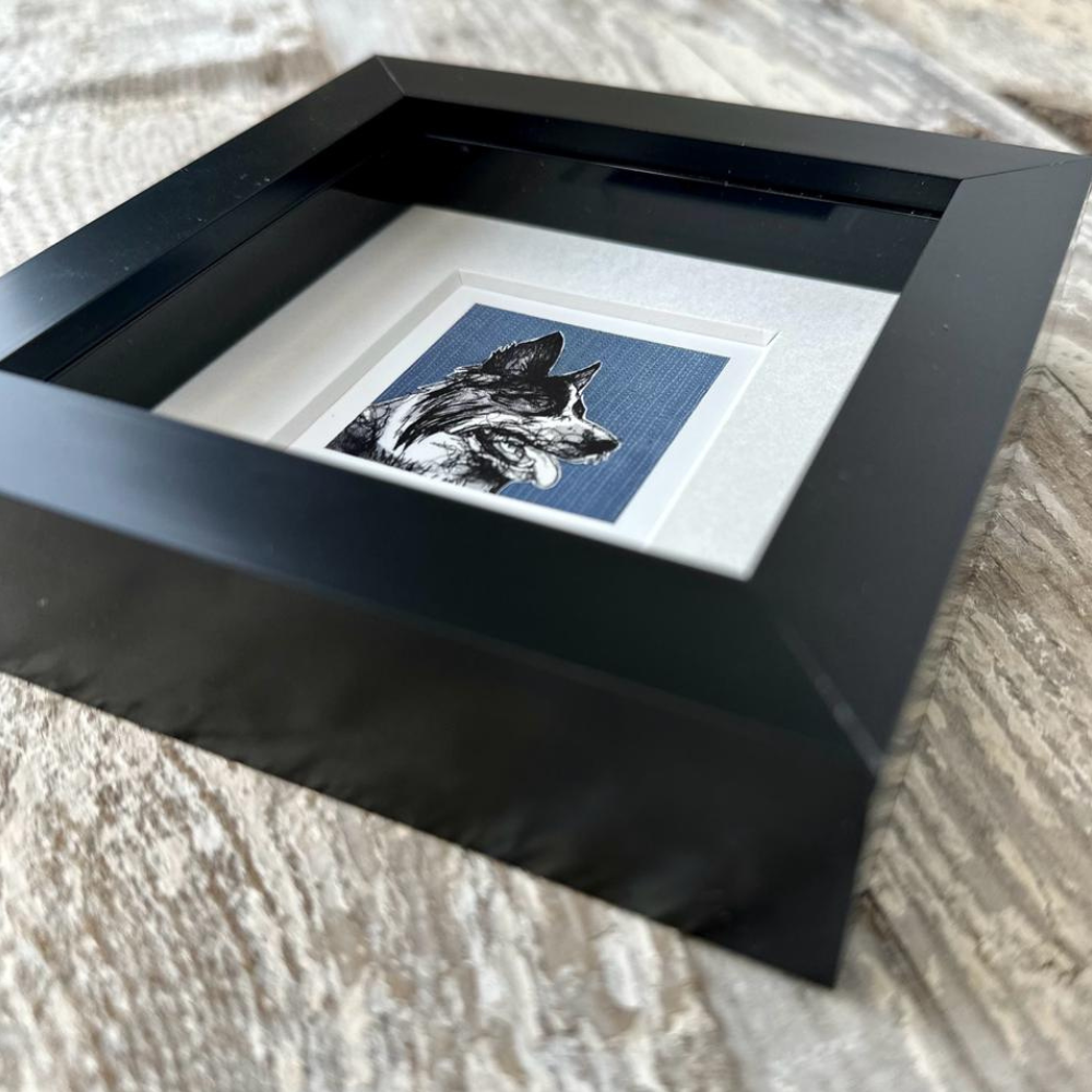 Farm Animals Dog Box Framed Print (Black close up)