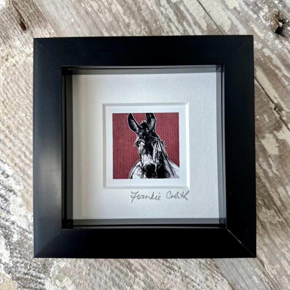 Farm Animals Donkey Box Framed Print (Black)