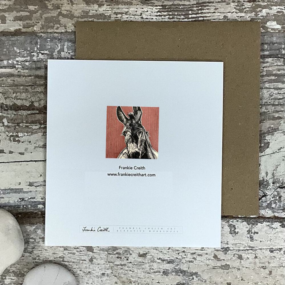 Farm Animals Donkey Greeting Card by Frankie Creith rear view