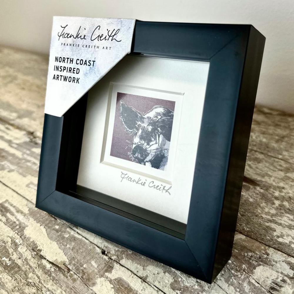 Farm Animals Pig Box Framed Print (Black side view)