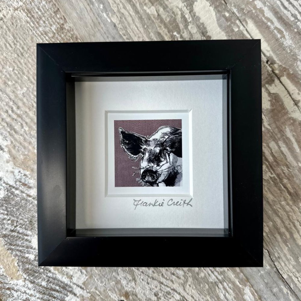 Farm Animals Pig Box Framed Print (Black)