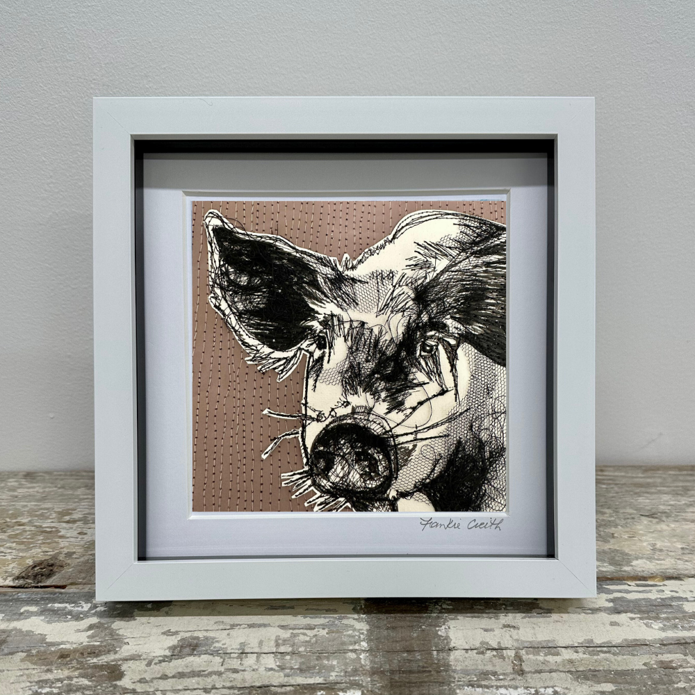 Farm Animals Pig Box Framed Digital Art Print in Frame
