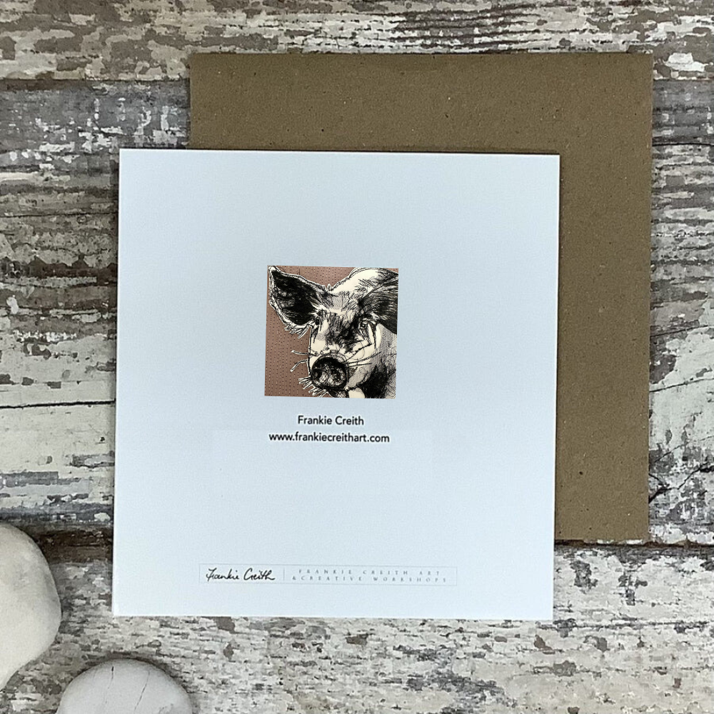 Farm Animals Pig Greeting Card by Frankie Creith rear view