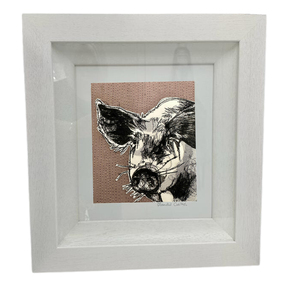 Farm Animals Pig by Frankie Creith Northern Ireland (Framed)