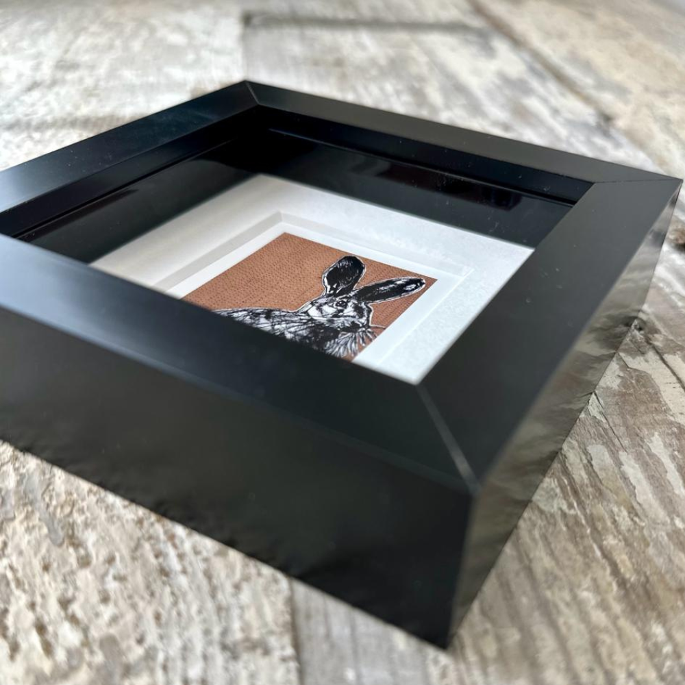 Farm Animals Rabbit Box Framed Print (Black close up)