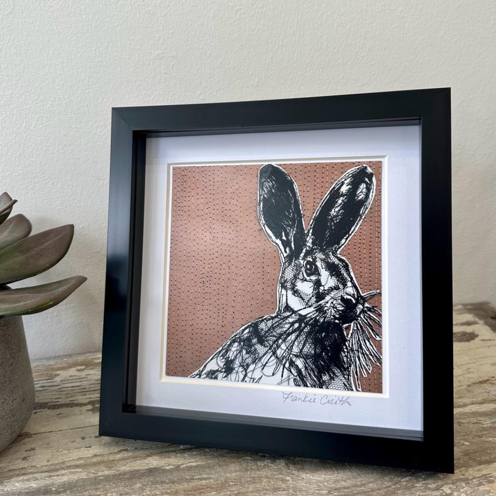 Farm Animals Rabbit Box Framed Print (Large Black side view)