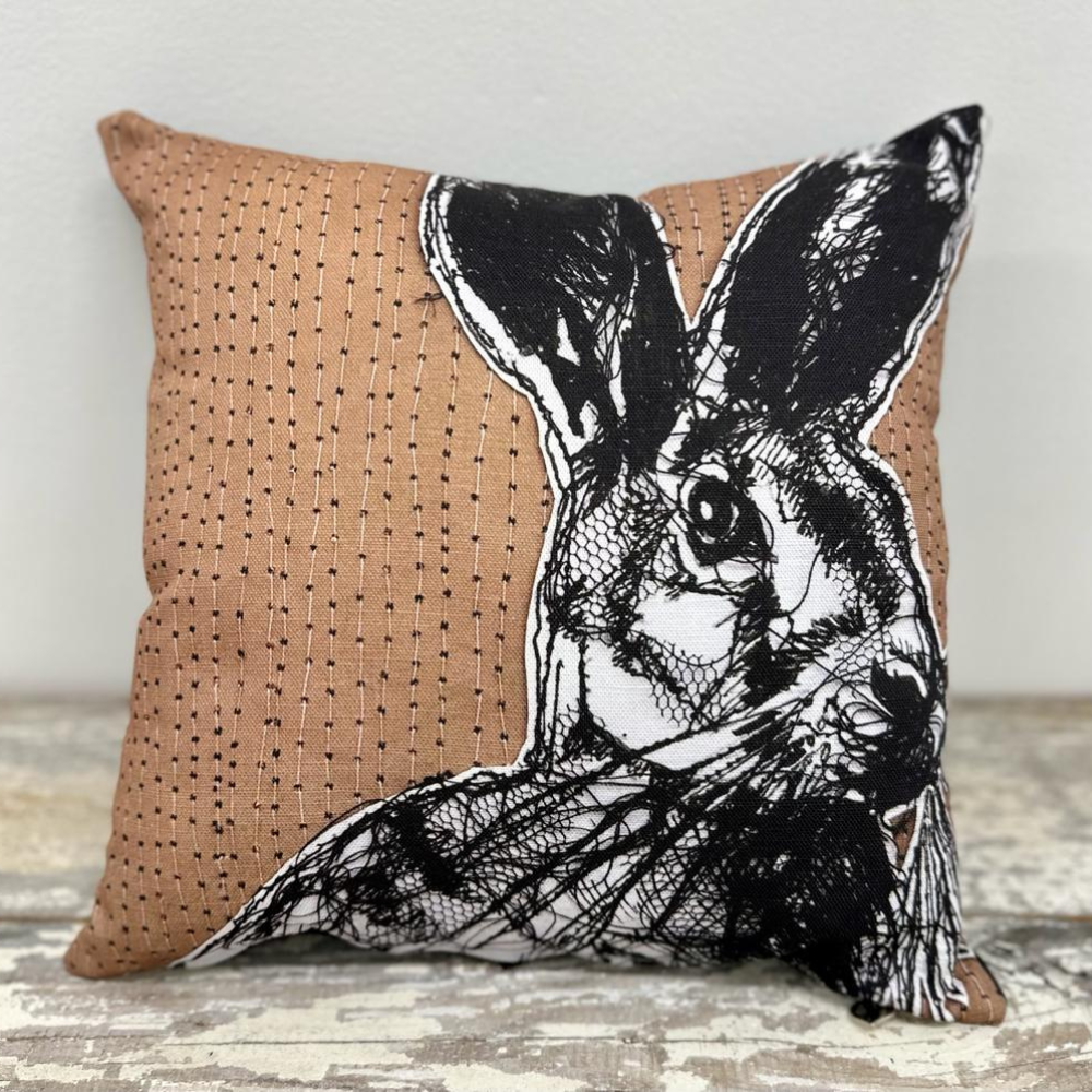 Farm Animals Rabbit Cushion by Frankie Creith Northern Ireland