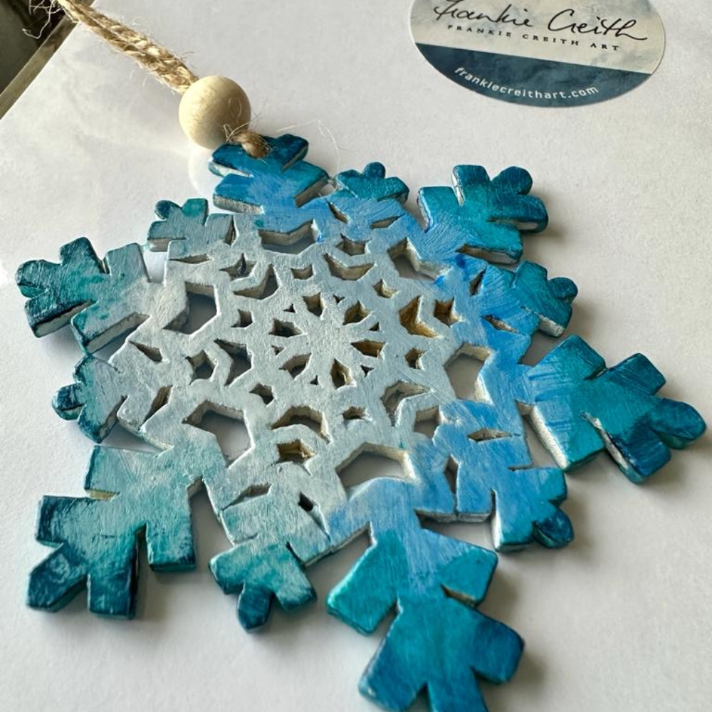 Hand Painted Snowflake Christmas Decorations (Blue)