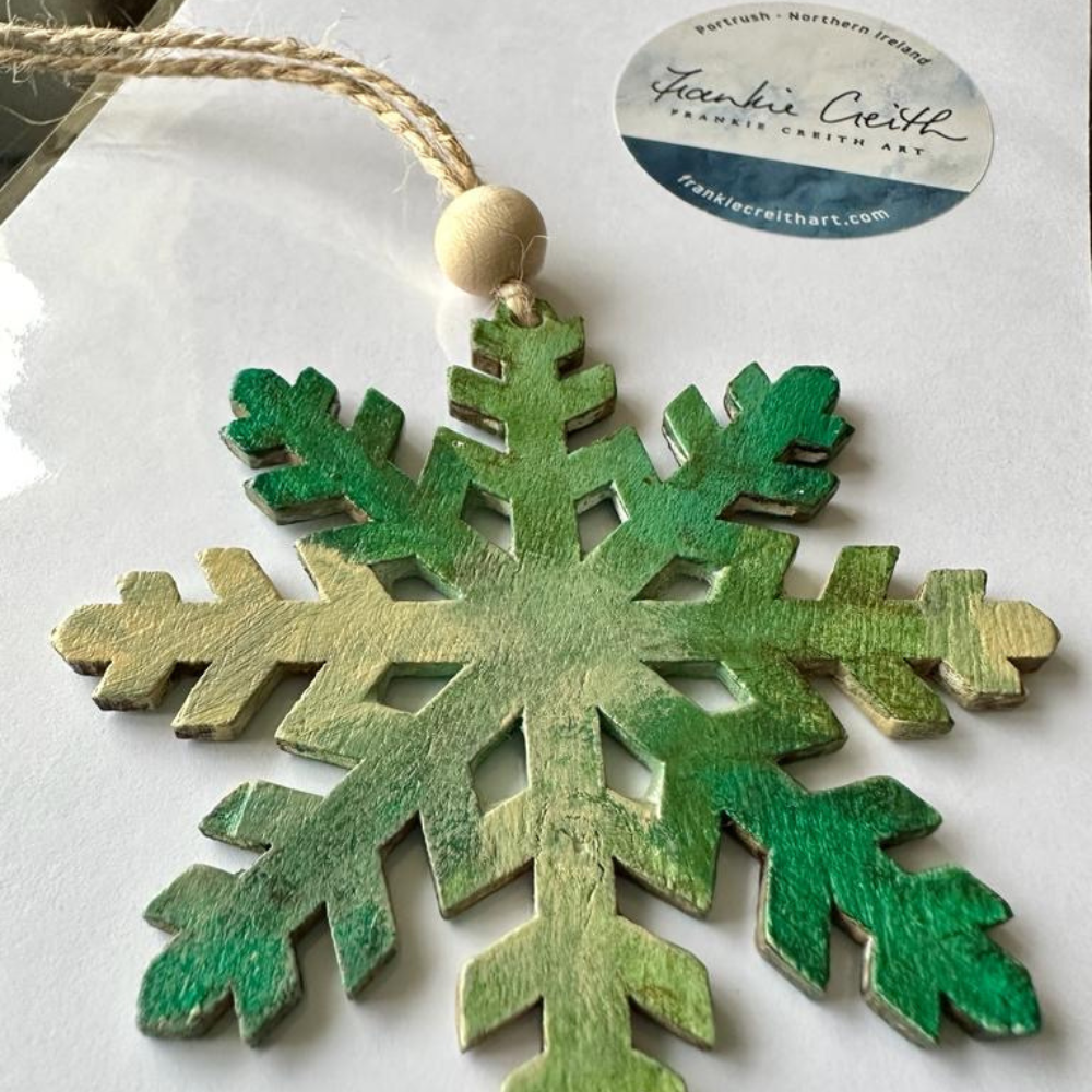 Hand Painted Snowflake Christmas Decorations (Green)
