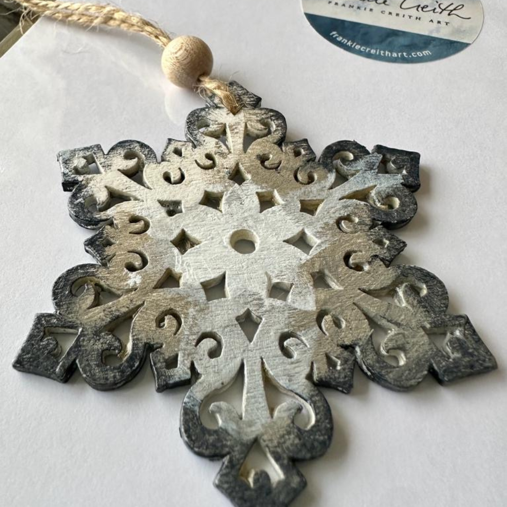 Hand Painted Snowflake Christmas Decorations (Grey)