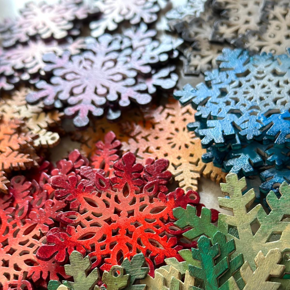 Hand Painted Snowflake Christmas Decorations - Multicolour