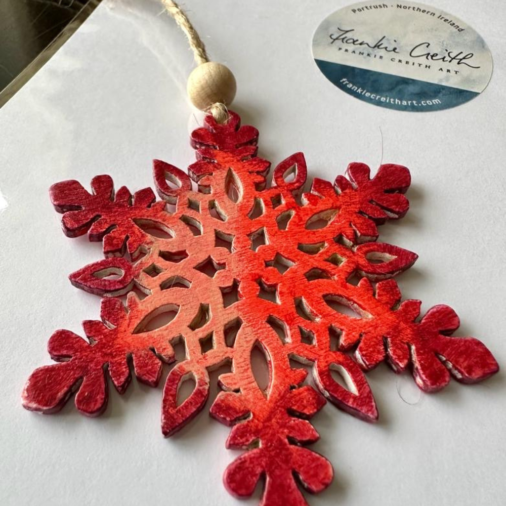 Hand Painted Snowflake Christmas Decorations (Red)