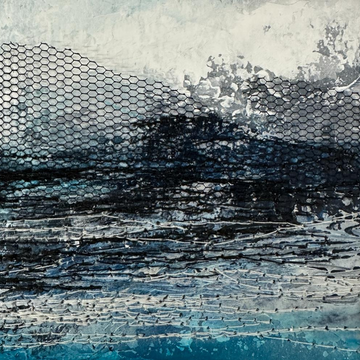 Intuitive Mixed Media Landscape Blue by Frankie Creith (Detail) 