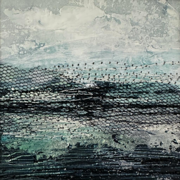 Intuitive Mixed Media Landscape Green by Frankie Creith (Detail)