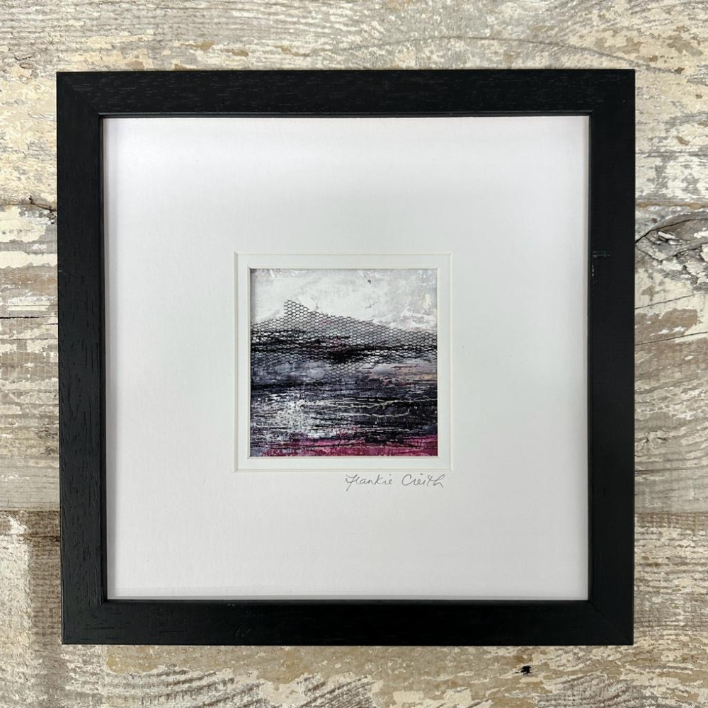 Intuitive Mixed Media Landscape Purple by Frankie Creith in Frame