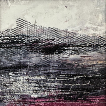 Intuitive Mixed Media Landscape Purple by Frankie Creith  (Detail)