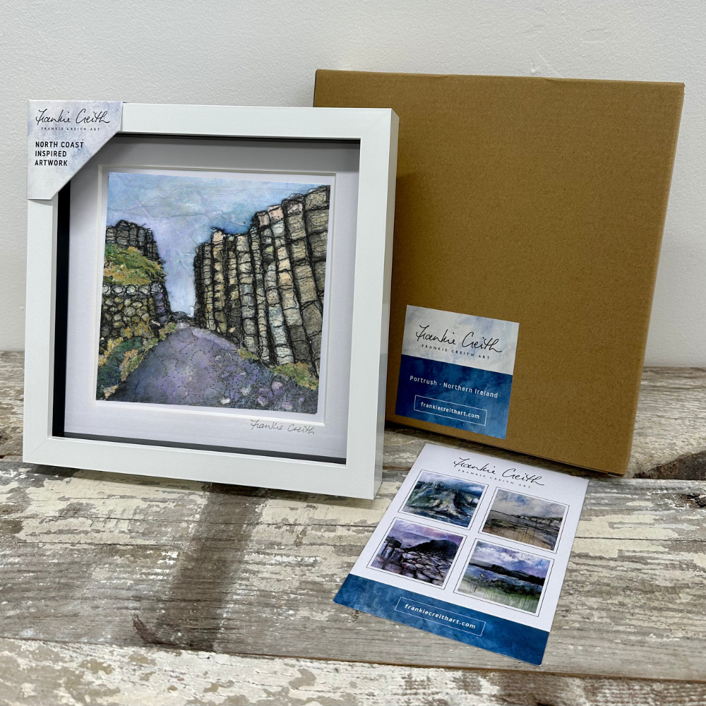 Giant's Causeway Path box framed print digital art print by Northern Irish artist Frankie Creith. (with box)