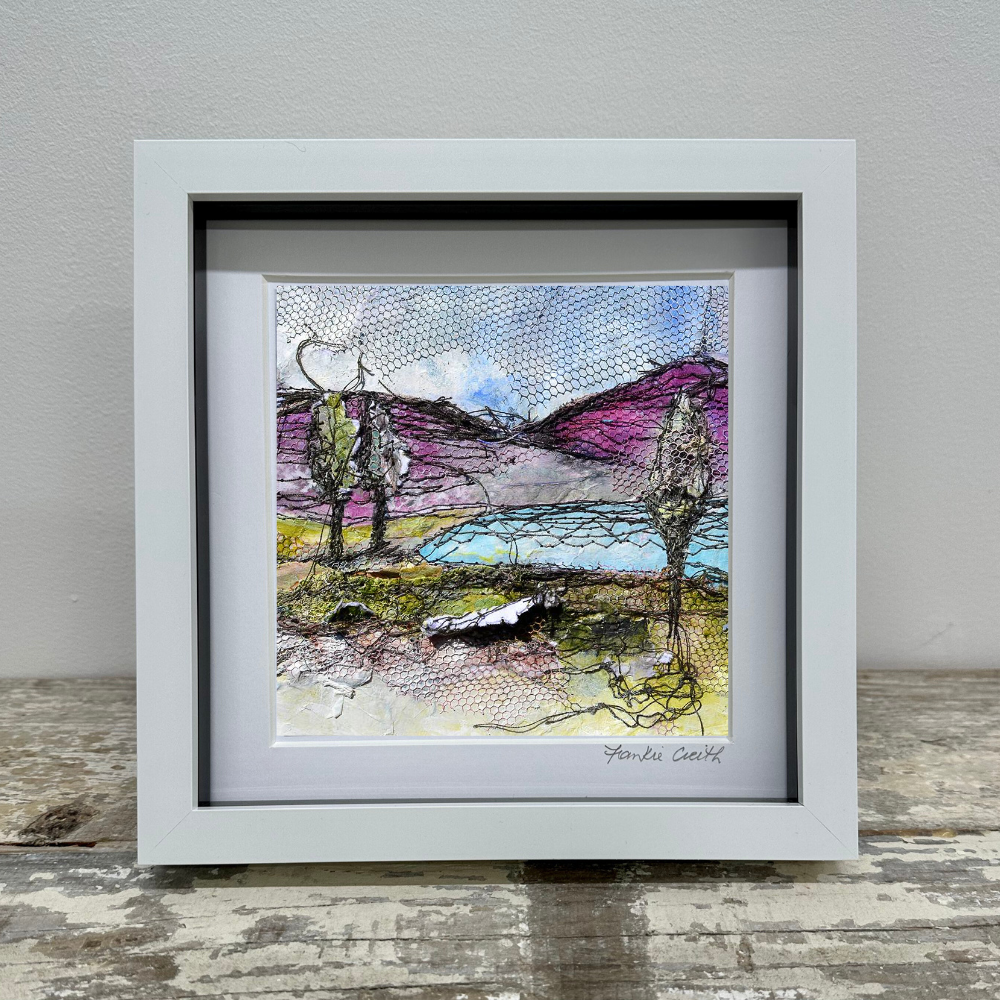 Irish Landscape Lake box framed print by artist Frankie Creith.