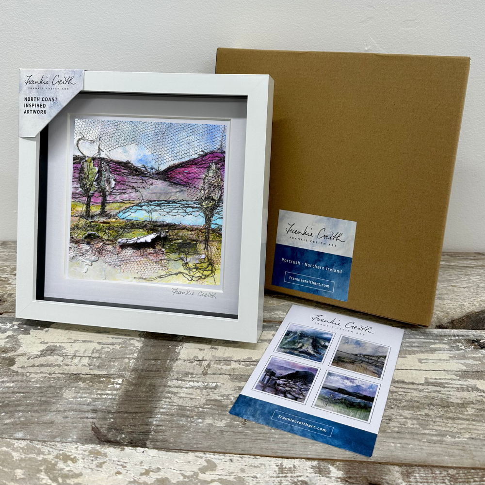 Irish Landscape Lake box framed print by artist Frankie Creith. (with box)