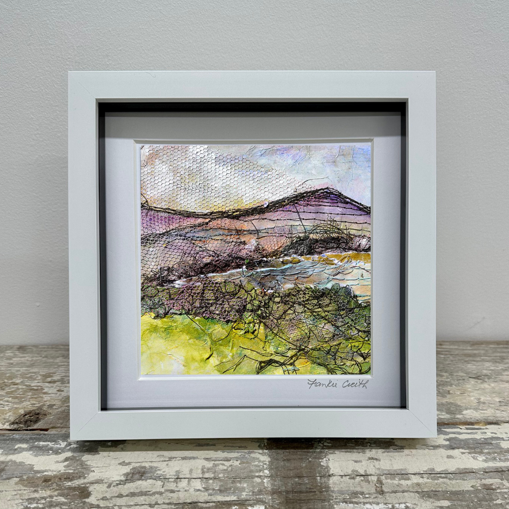 Irish Landscape Mountains box framed print by Northern Ireland artist Frankie Creith.