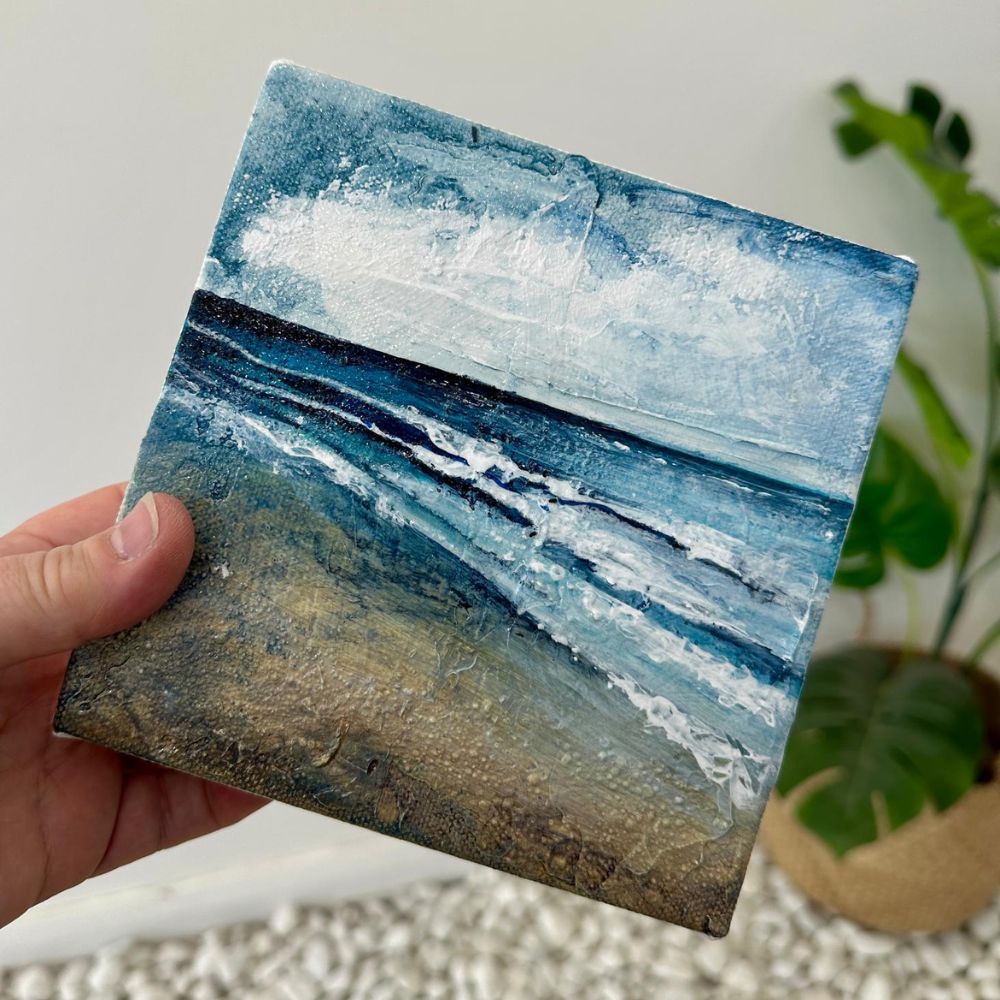 Coastal 3 Mini Original Acrylic Painting by Frankie Creith Northern Ireland 
