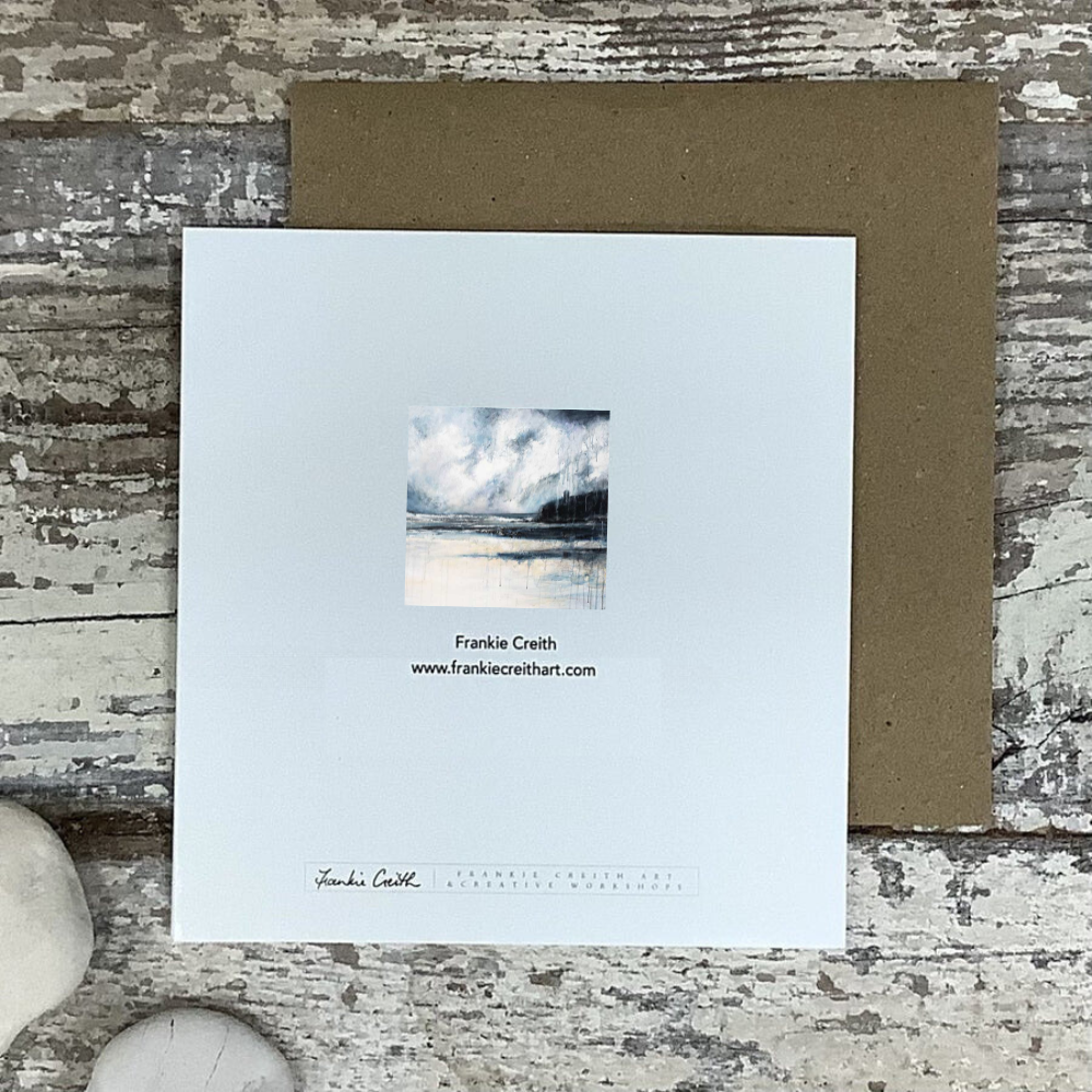 Mussenden Greeting Card by artist Frankie Creith (rear view)