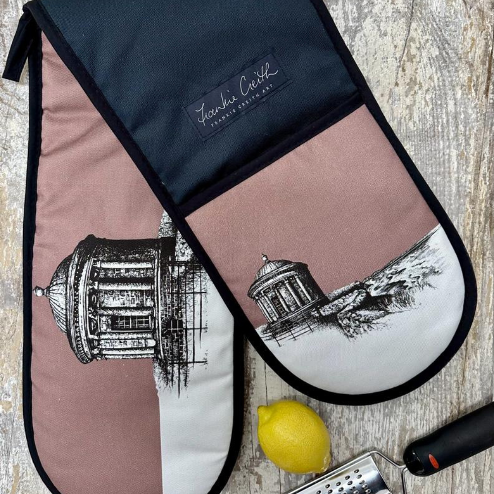 Mussenden Temple Oven Gloves by Frankie Creith right view
