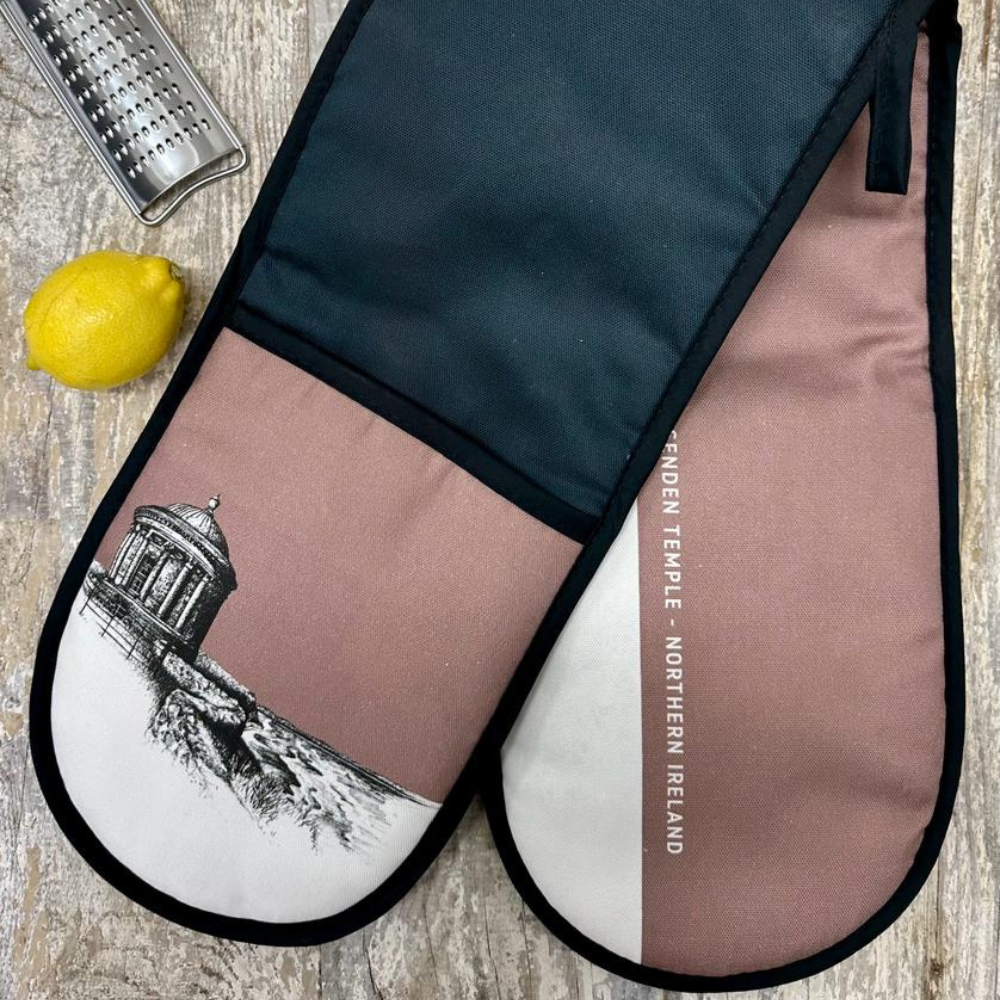 Mussenden Temple Oven Gloves by Frankie Creith left view