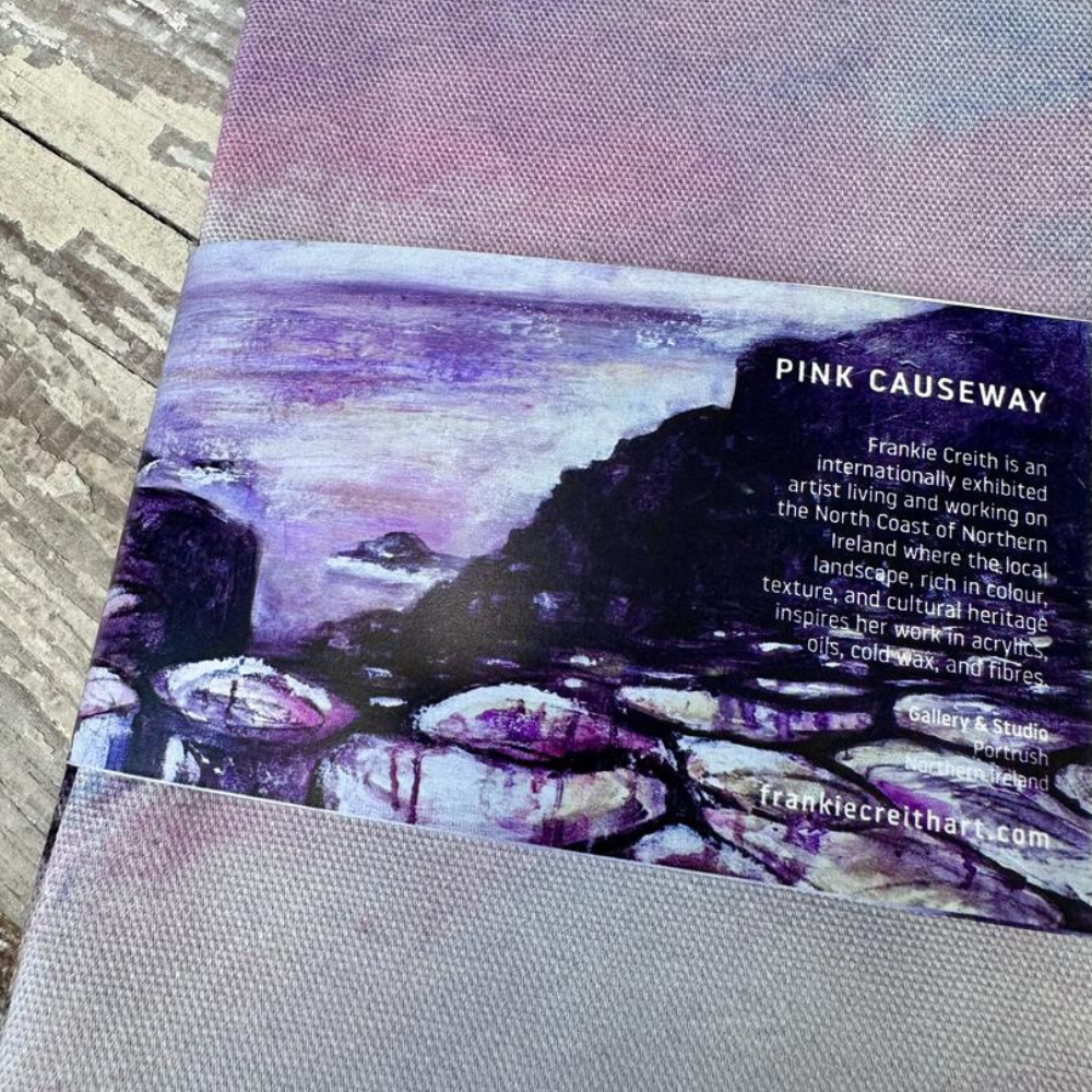 Pink Causeway Tea Towel by Frankie Creith Northern Ireland Sleeve Packaging Rear View