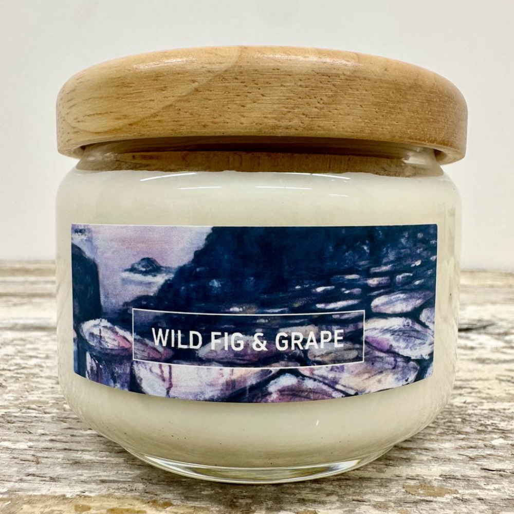 PInk Causeway Wild Fig and Grape Candle by Frankie Creith Portrush